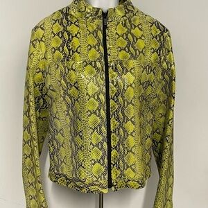 Vera pelle jacket women leather suede snake print green 2 pocket front  medium